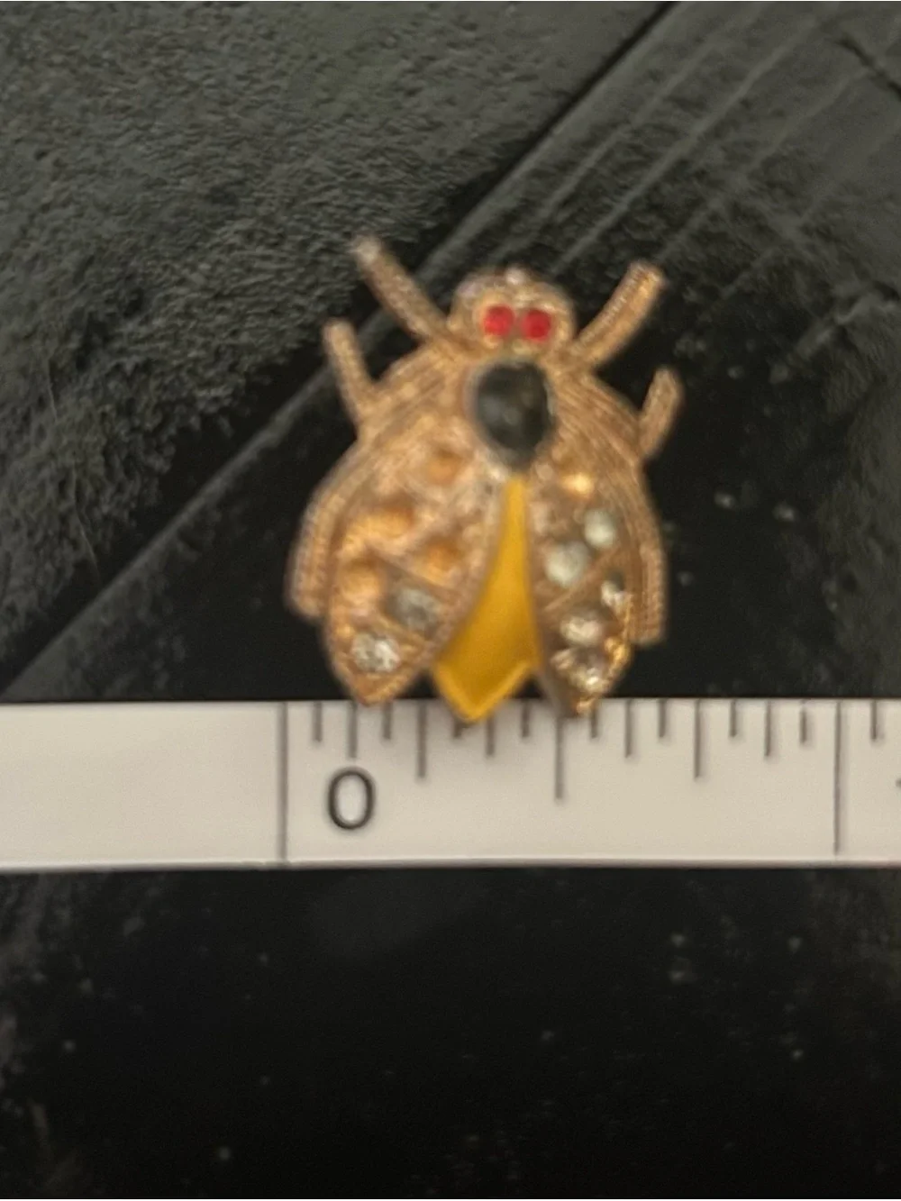 Vintage Rhinestone Bee Fly Brooch Pin Gold Tone Enamel Insect Bug Tiny 1